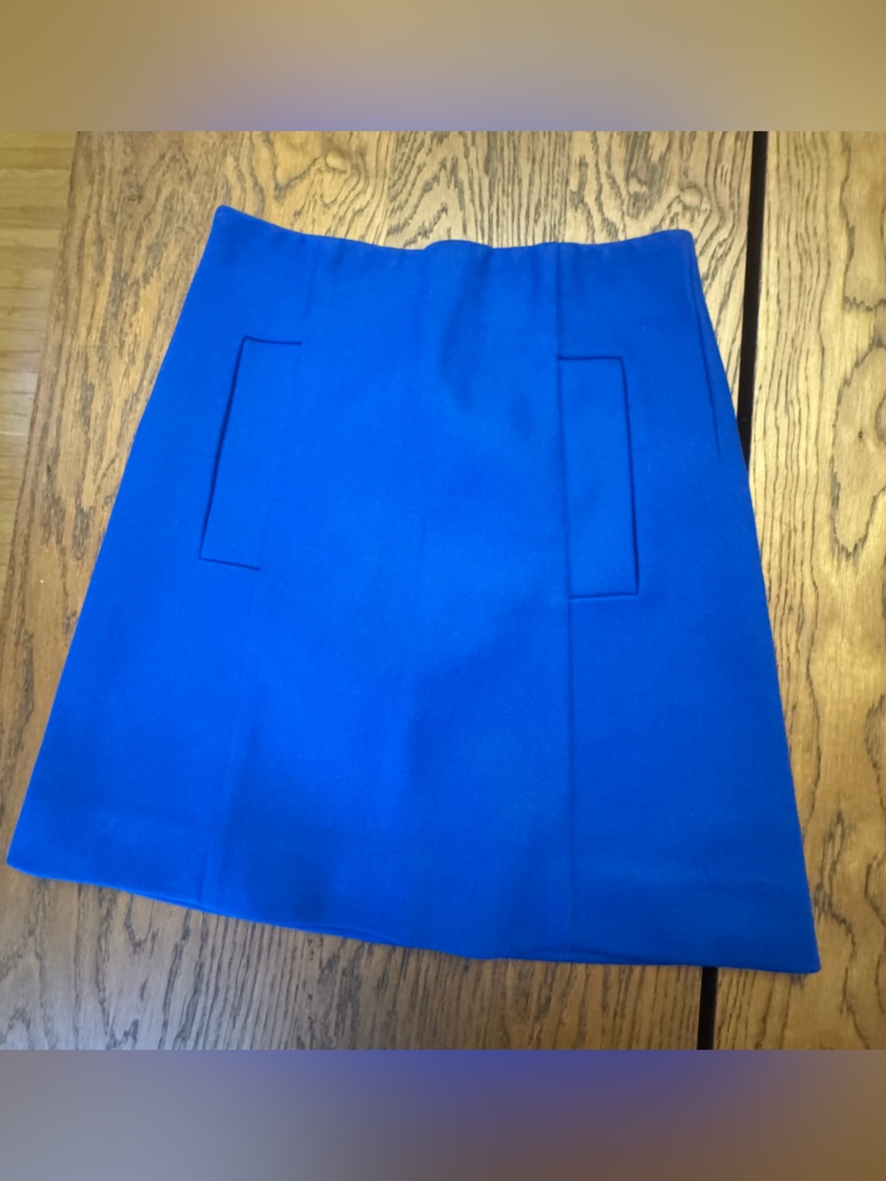 COS Electric Blue A-Line Mini Skirt Wool Preppy Size 2 Small Pockets
